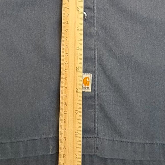 Carhartt Workwear Button Up Shirt Mens Large Blue Short Sleeve Flawed - Picture 6 of 8
